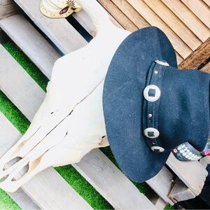 Black Western Hat with Silver Buckles